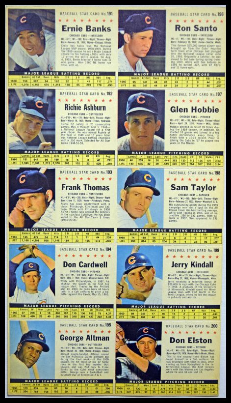 1961 Post Cubs